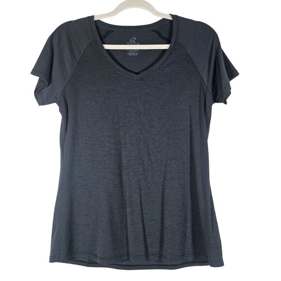 WoolX Charcoal Micro Stripe Merino Woman Top M Technical Outdoor Athflow Layer - Picture 2 of 7